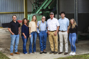 Leger & Son team picture: Will Hinson, Pam Morris, Bailey, Buddy, Greg and Cole Leger, and Jordan Carter. Photo courtesy of Leger & Son.