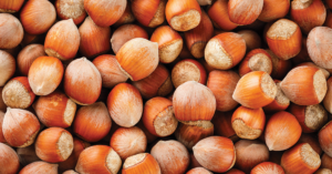 An image of a bunch of hazelnuts with shells on