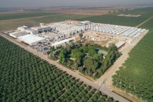 Aerial photo of farm operation.