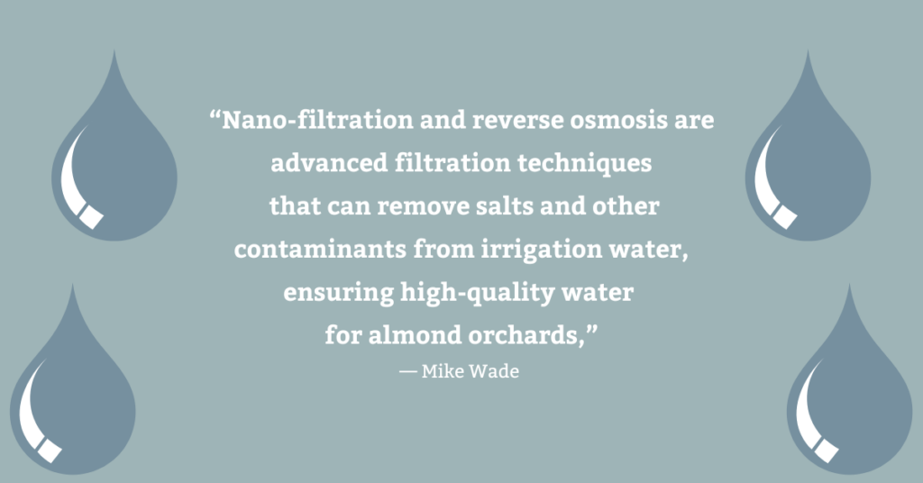 Quote about water quality over blue color the shade of water, with water drops on the side.